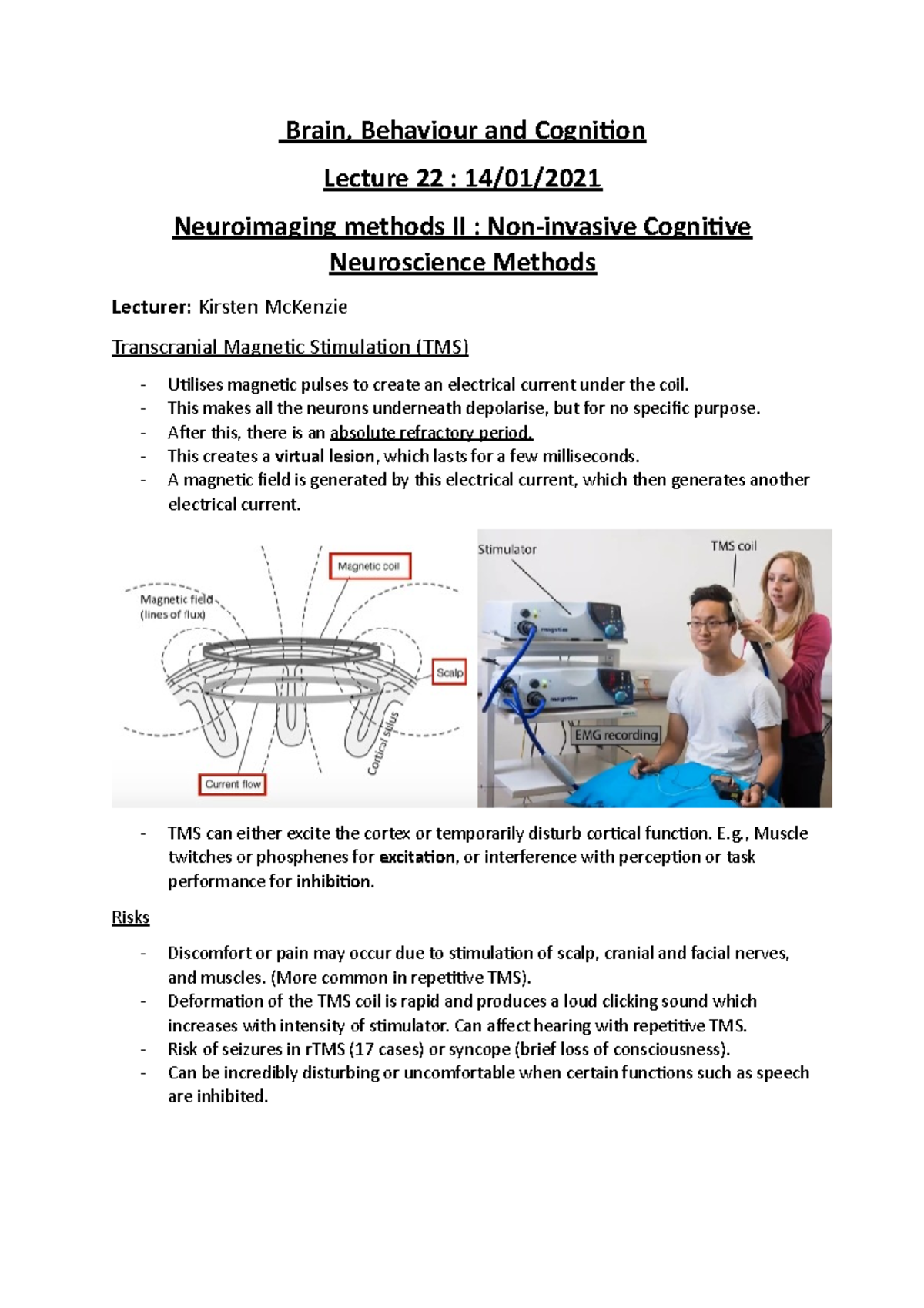 BBC - L22 - Neuroimaging methods II - Brain, Behaviour and Cognition ...