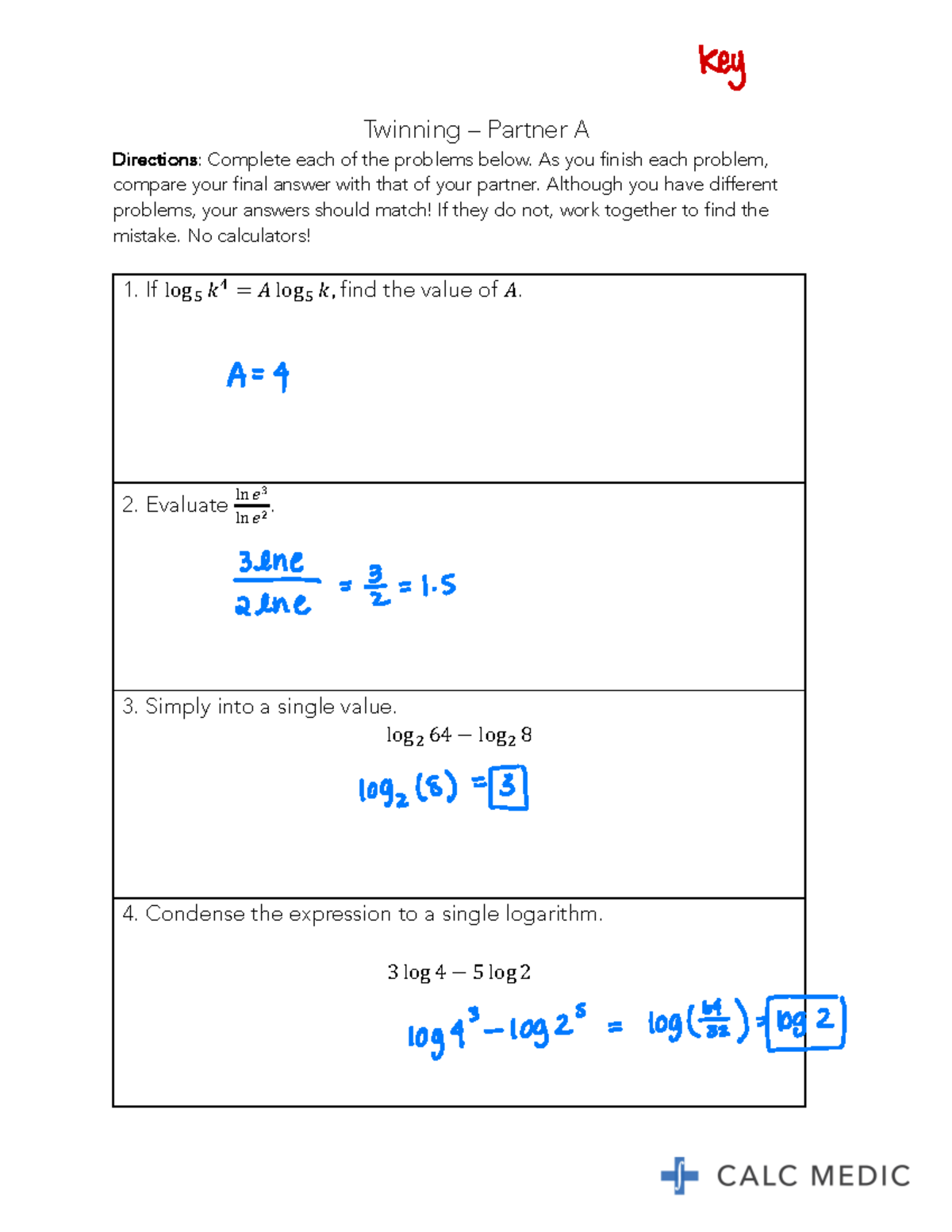 Lesson 5.6 Part 2 Answer Key - AP Precalculus - Calc Medic - Twinning ...