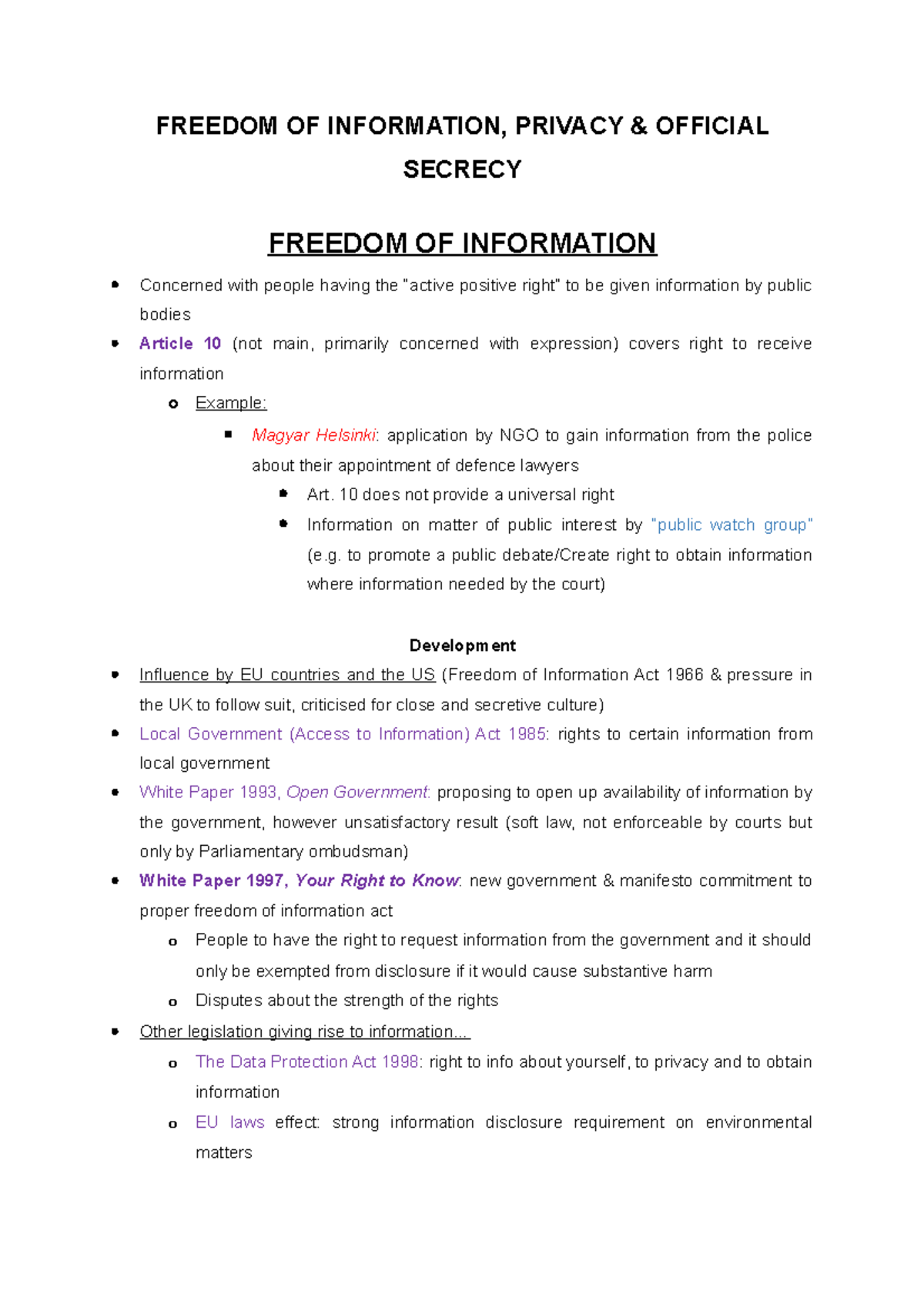 Freedom OF Information, Privacy, Official Secrecy - FREEDOM OF ...