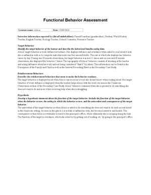 Task 2 - this was passed fully - Task 2: BIP Behavior Improvement Plan ...
