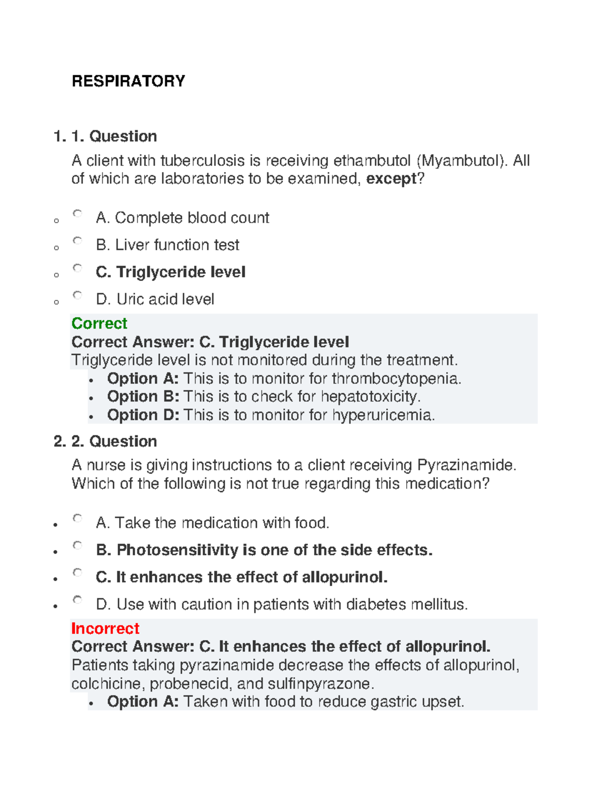 Respiratory Review - Study Guide - RESPIRATORY Question A Client With ...