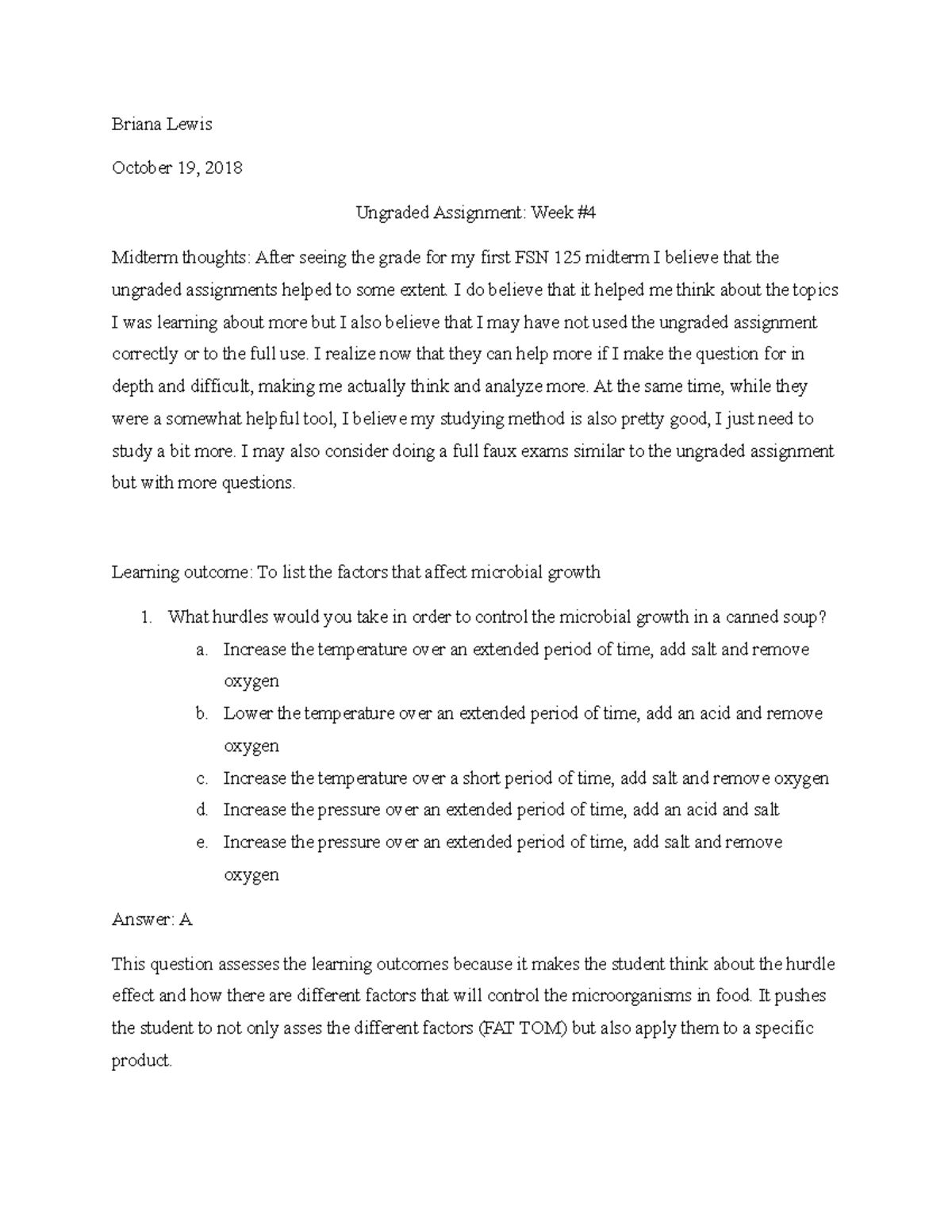 Ungraded Assignment Week 4 - Briana Lewis October 19, 2018 Ungraded ...
