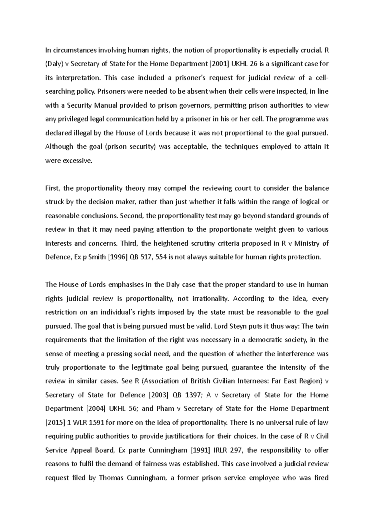 Public law mixed notes - In circumstances involving human rights, the ...