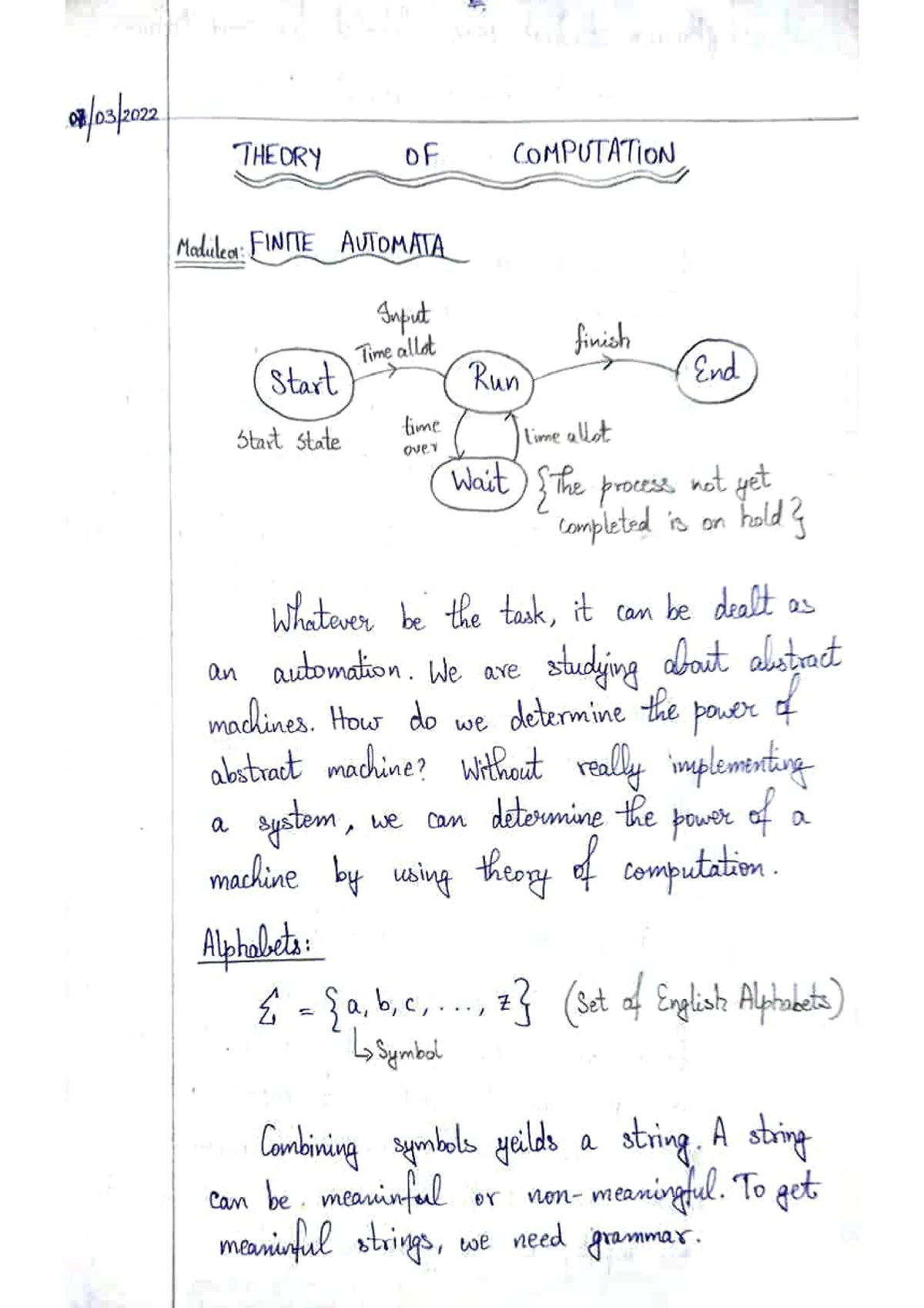 TOC-Module 01-Finite Automata - Theory Of Computation - Studocu