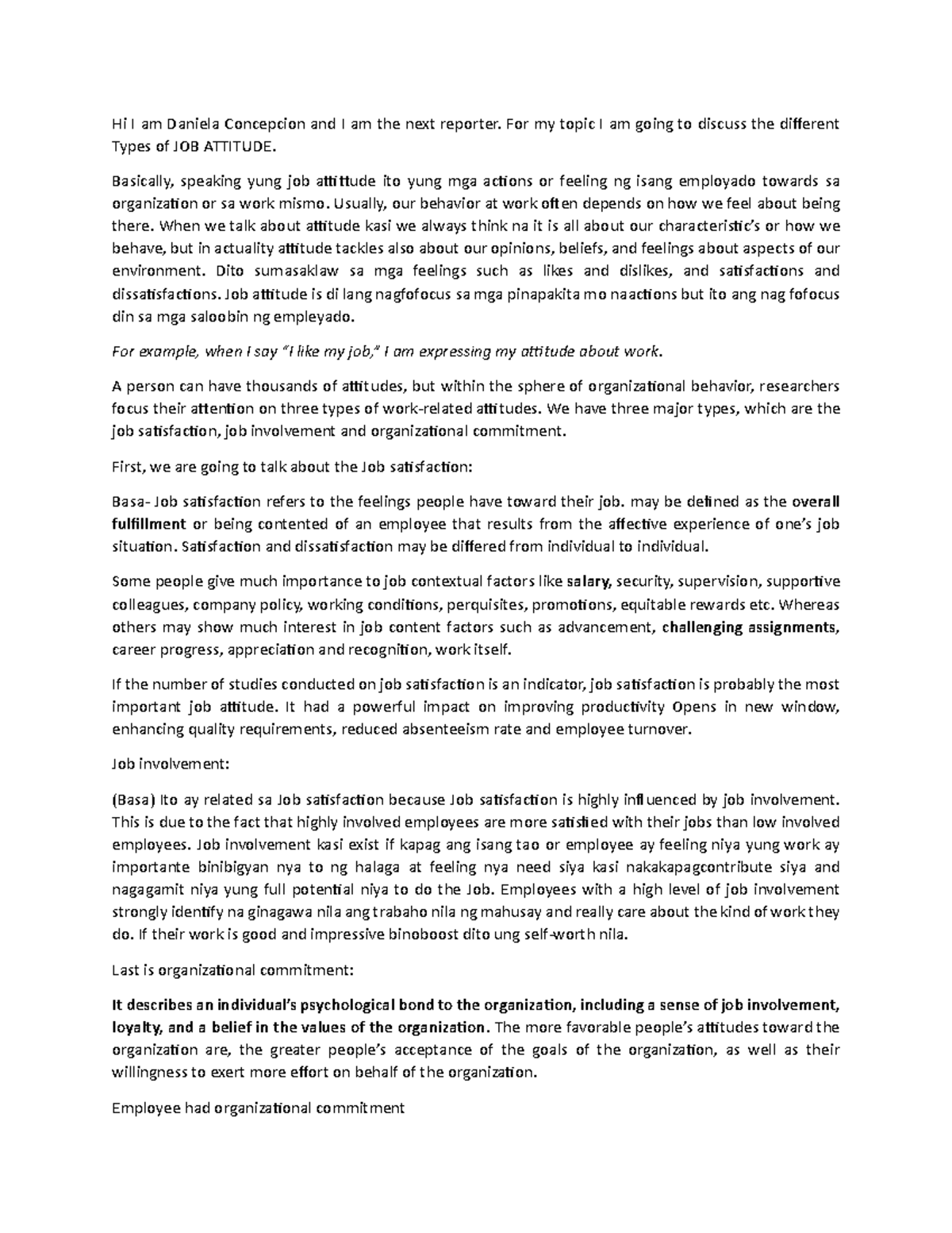 Script in human - Hi I am Daniela Concepcion and I am the next reporter ...