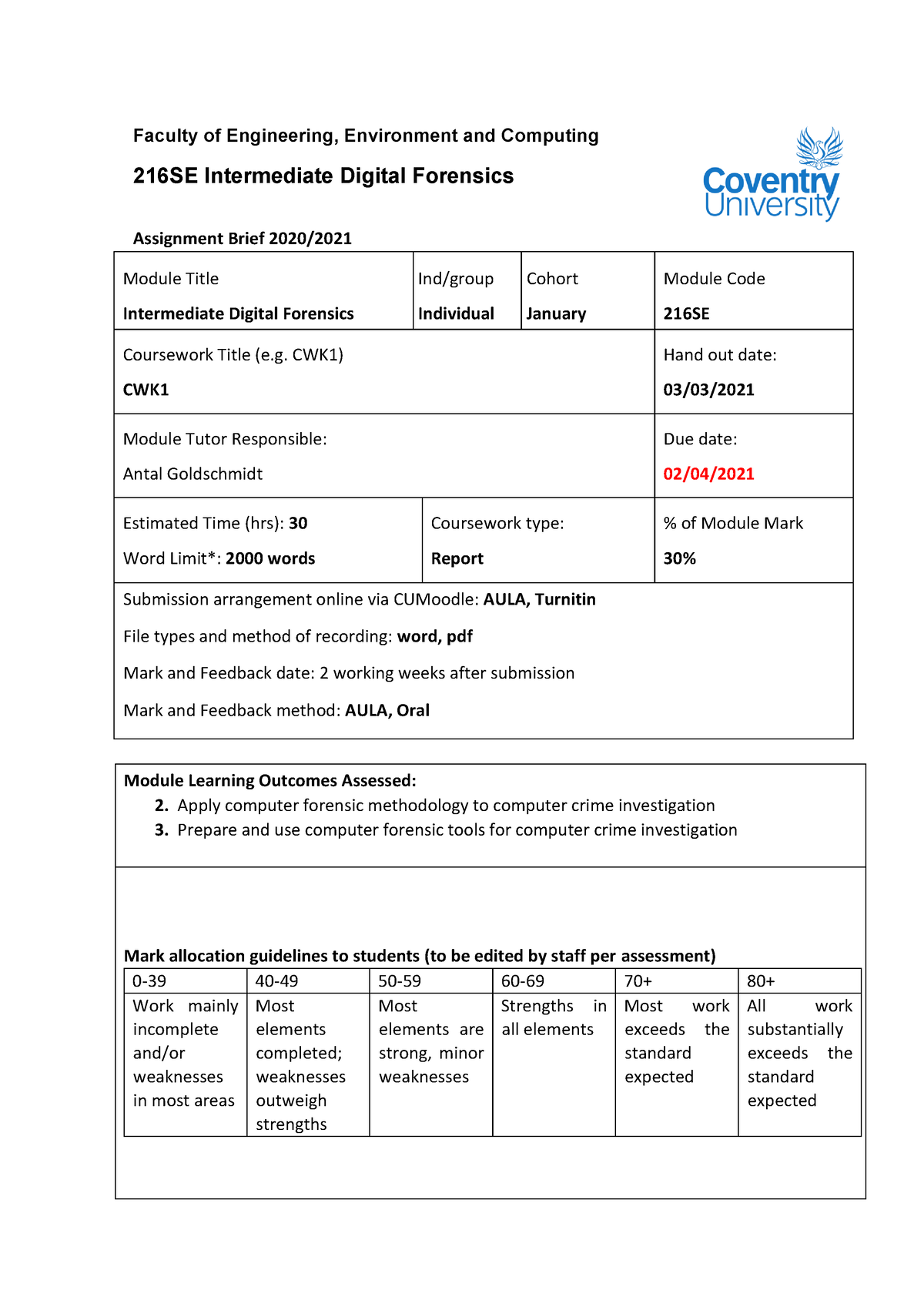 coventry university coursework extension