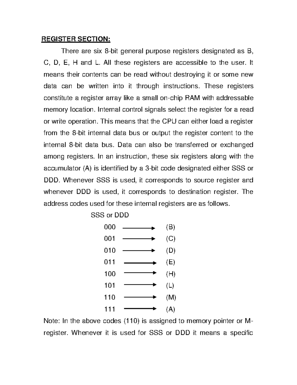 Computer architecture - REGISTER SECTION: There are six 8-bit general ...