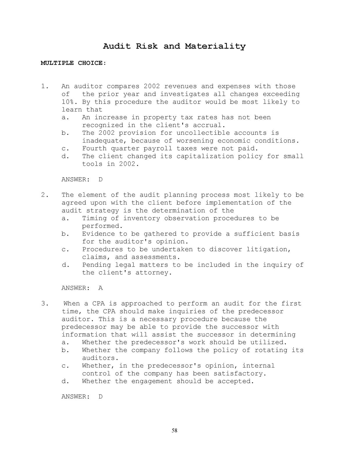 mcq-audit-02-auditing-58-audit-risk-and-materiality-multiple-choice