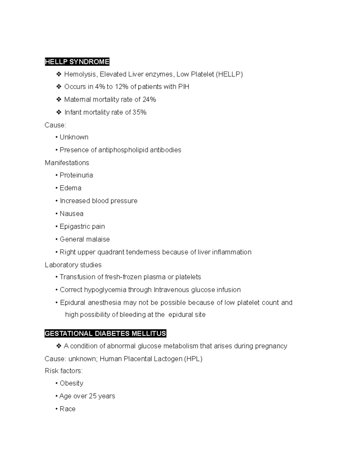 Hellp Syndrome notes HELLP SYNDROME Hemolysis, Elevated Liver