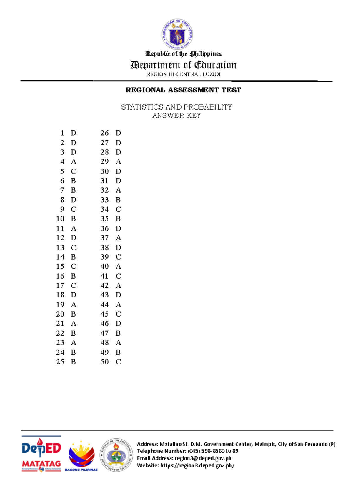 RAT AK Statistics-and-Probability Grade 11 - Republic of the ...