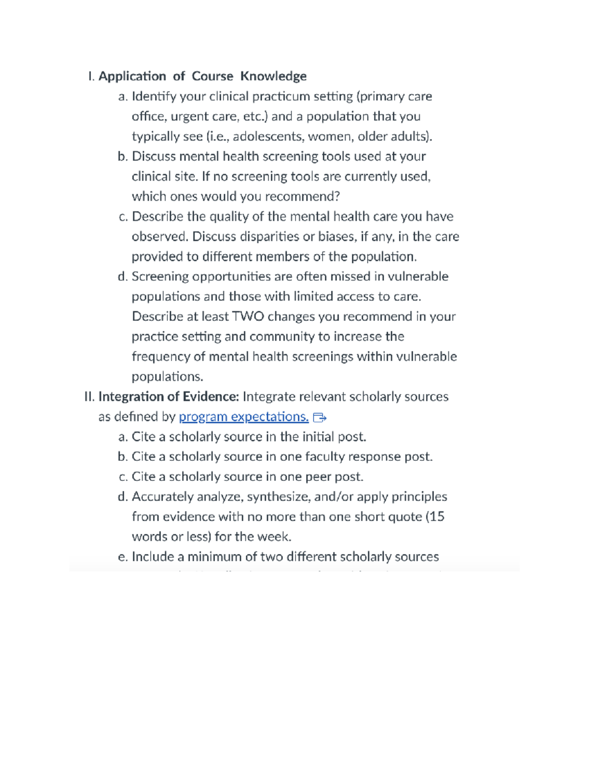Nr601 wk 6 discussion post - I. Application of Course Knowledge a ...