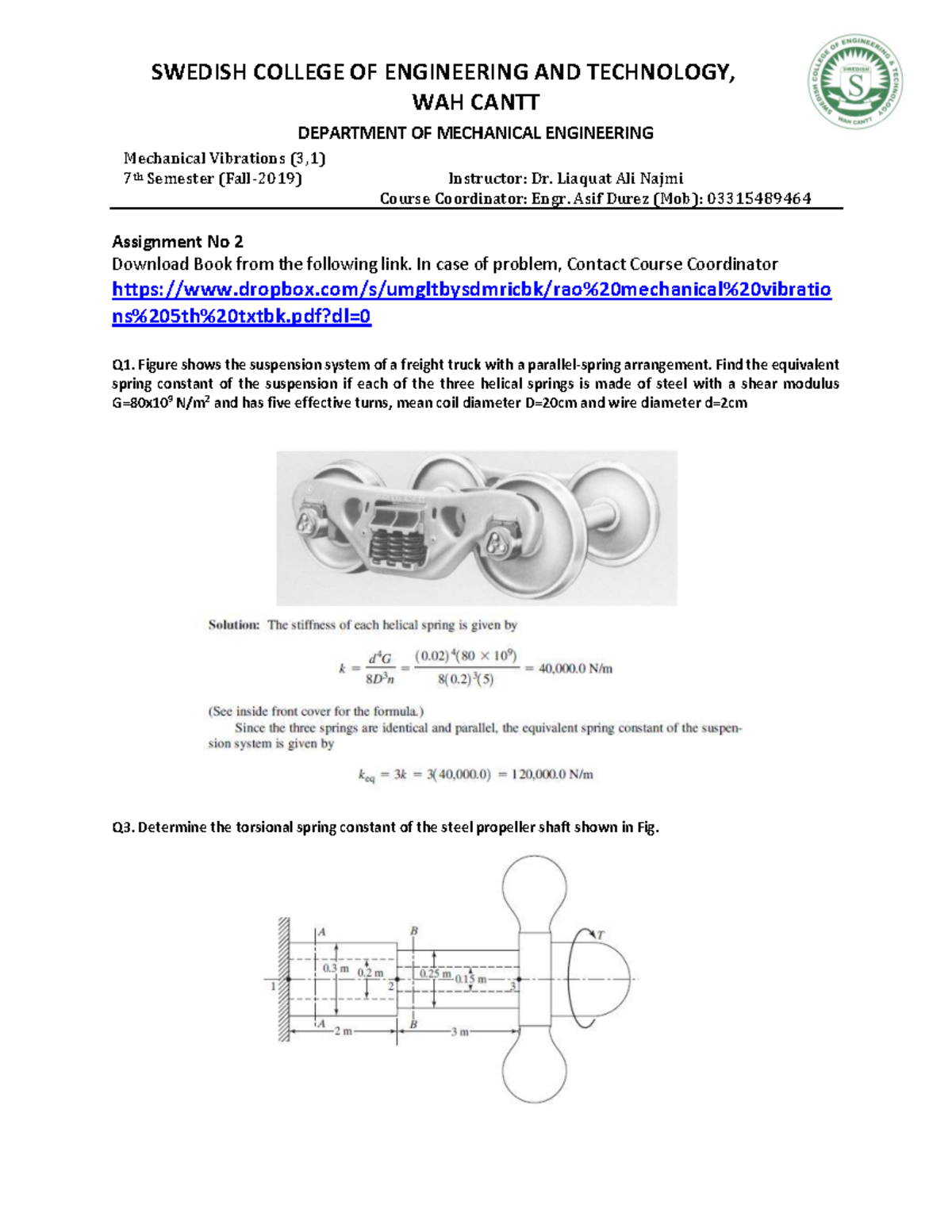 Assignment 2 with solution (A) - WAH CANTT DEPARTMENT OF MECHANICAL ...