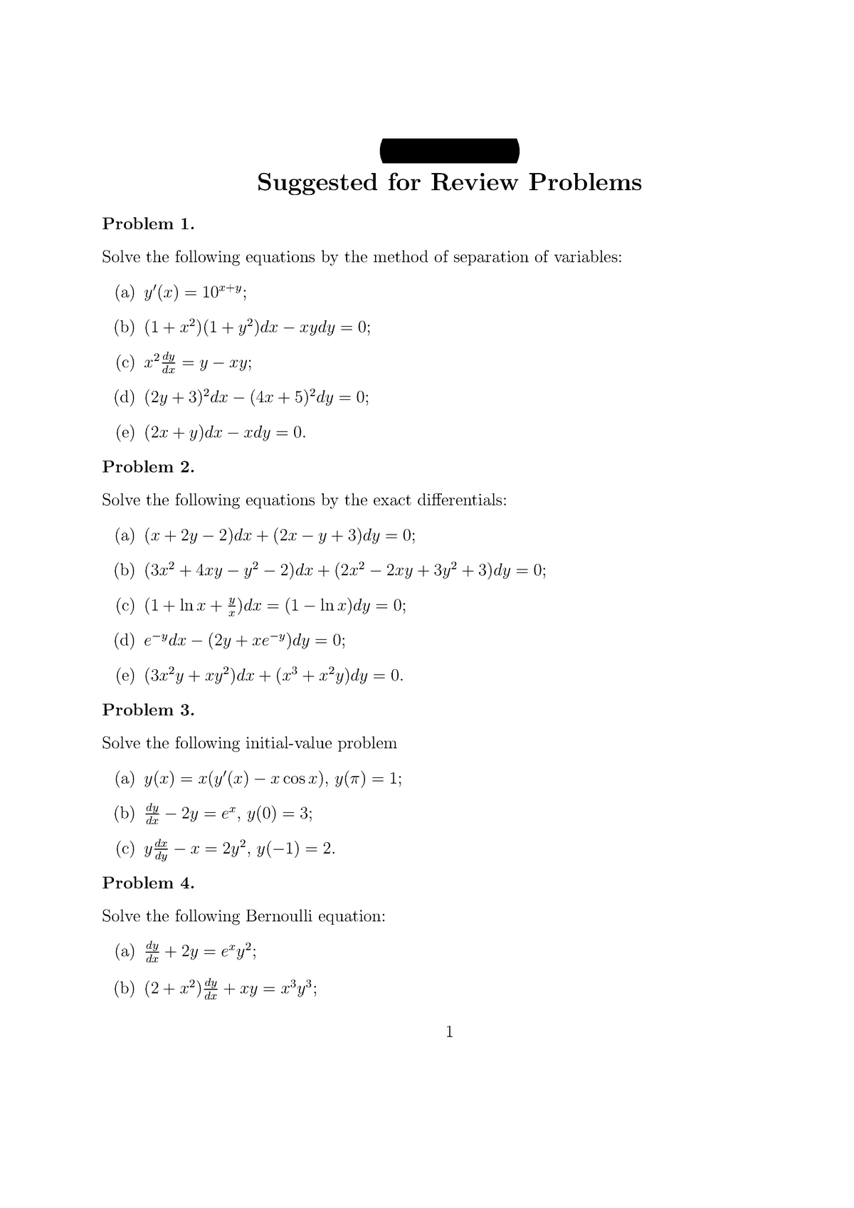 Suggested Problems Ode Math 263 Ordinary Differential Equations Studocu