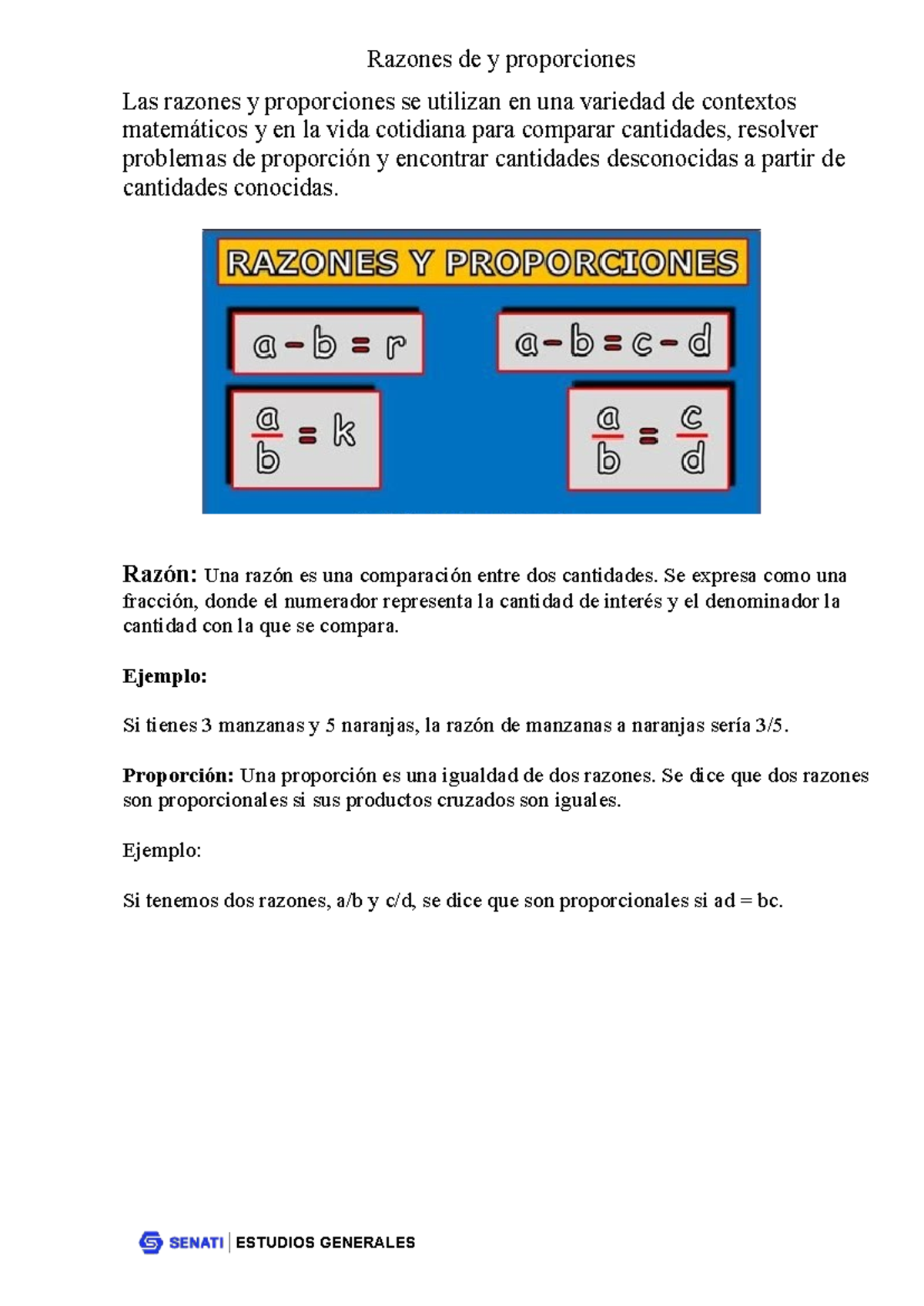 Entregable 2 Matematica ESTUDIOS GENERALES Razones De Y Proporciones