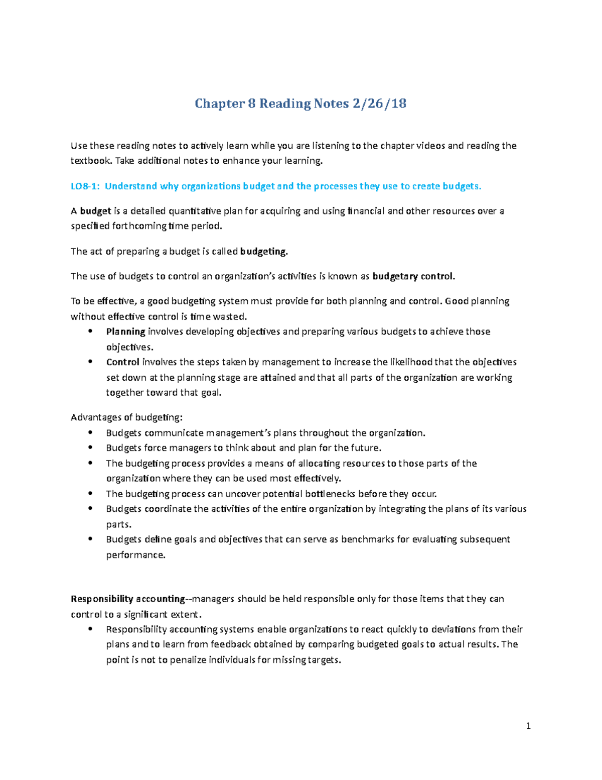 Chapter 8 Reading Notes - Chapter 8 Reading Notes 2/26/ Use these ...