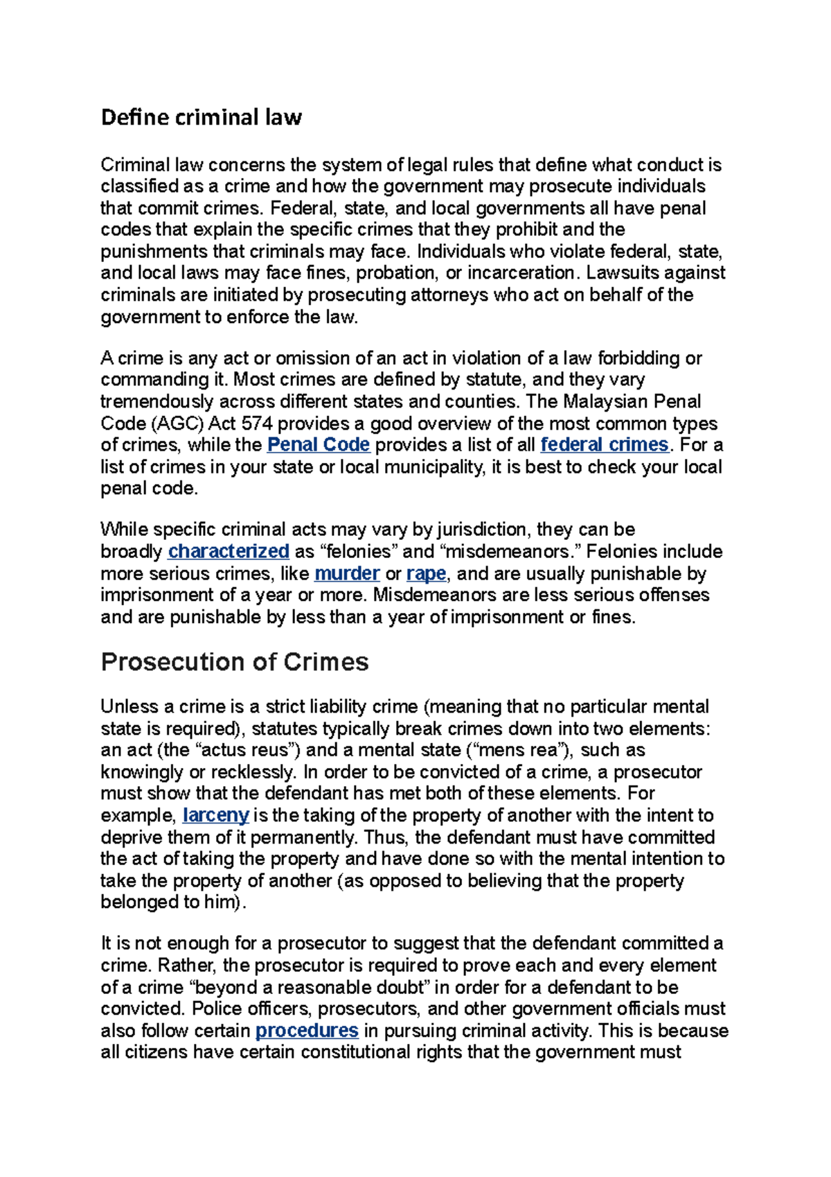 Define criminal law Define criminal law Criminal law concerns the