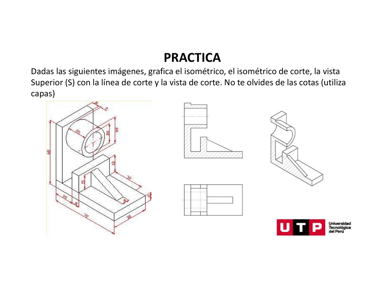 S08s1 Cortes Y Secciones En Autocad Dadas Las Siguientes Imágenes Grafica El Isométrico 8223