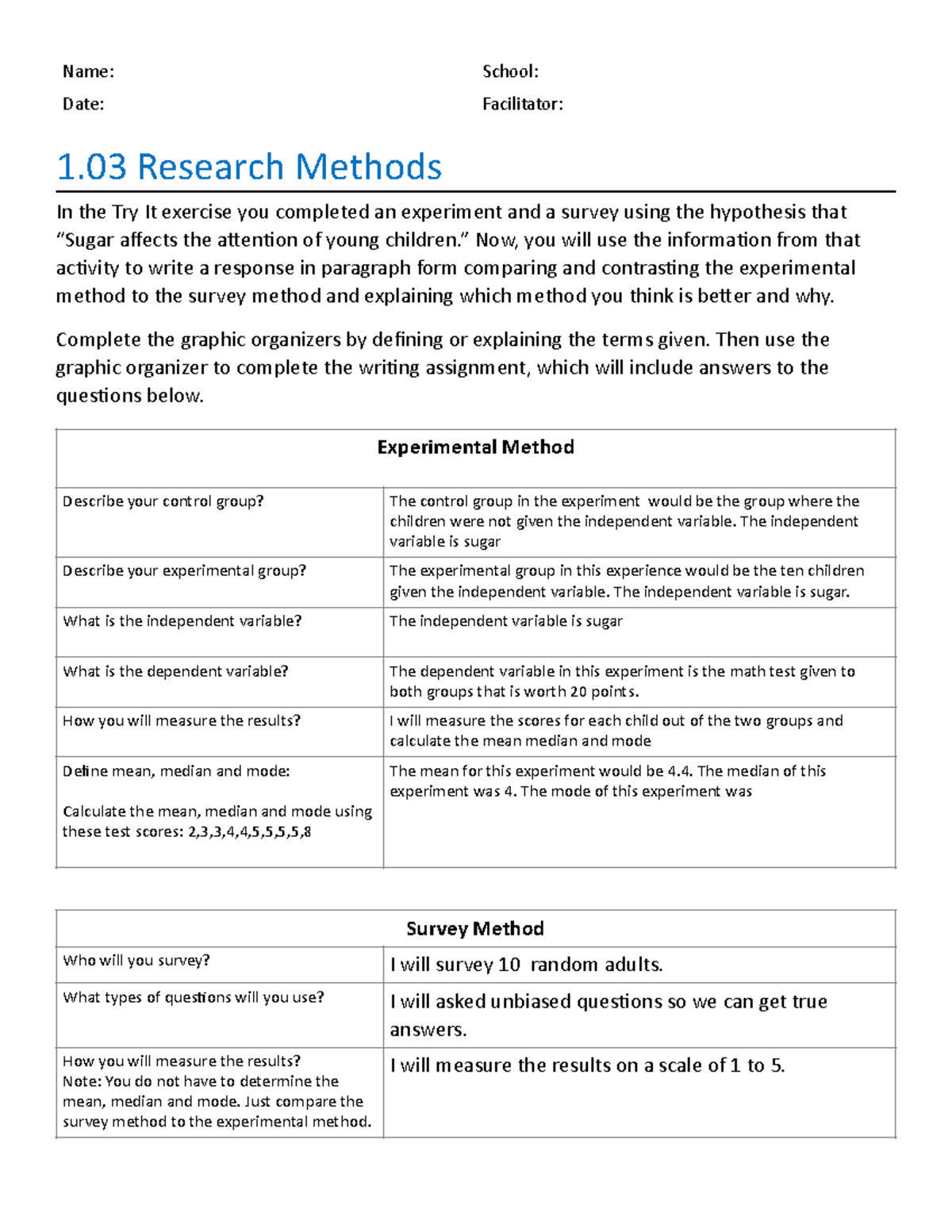 01 03 task (2) variables - 1 Research Methods In the Try It exercise ...