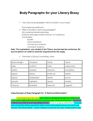 Ian Locklear - Introduction Paragraph Notes - Planning Your Literary ...