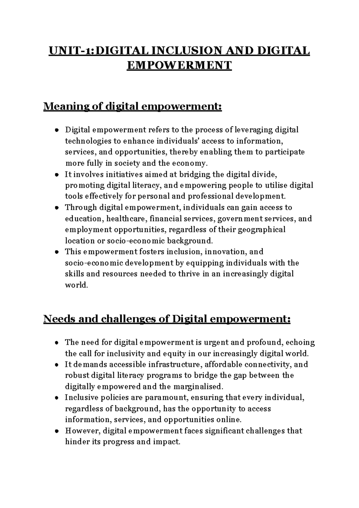 Unit-1 - Google Docs - UNIT-1:DIGITAL INCLUSION AND DIGITAL EMPOWERMENT ...