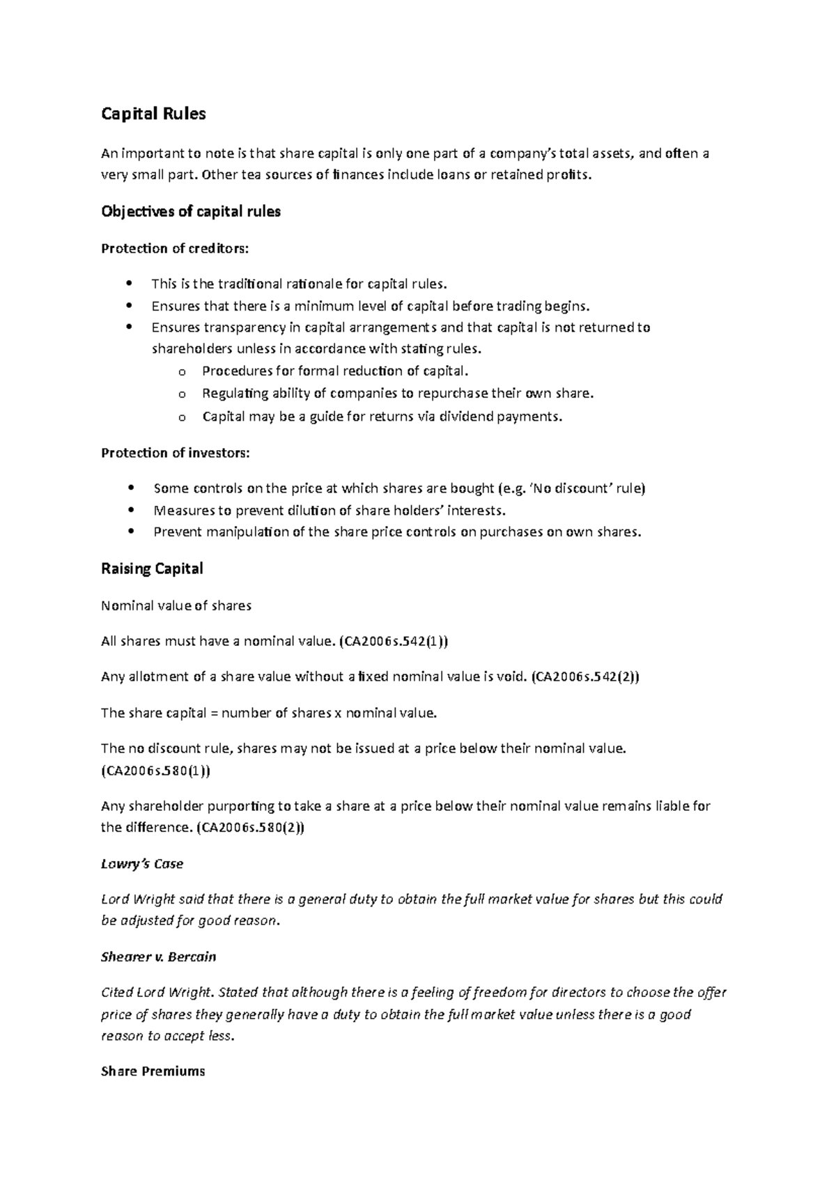 Capital Rules - summary - Capital Rules An important to note is that ...