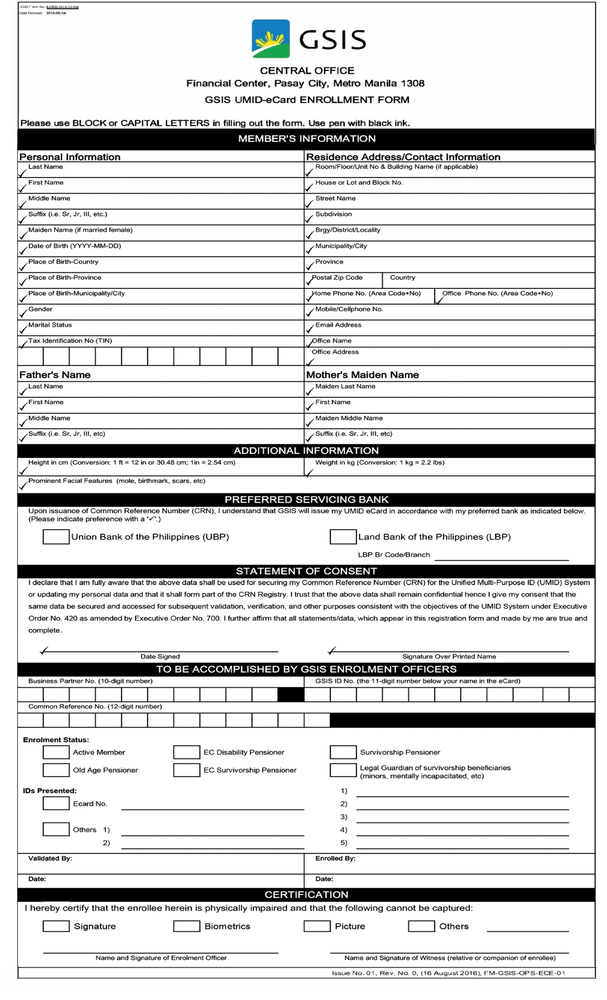 Gsis-umid-e-card-enrollment-form compress - Copy - Education - Studocu