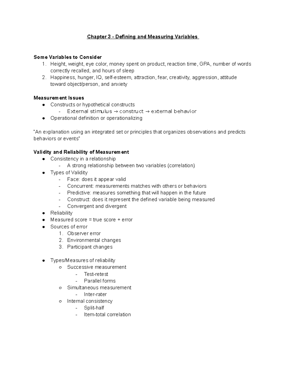 Chapter 3 - Defining and Measuring Variables - Chapter 3 - Defining and ...