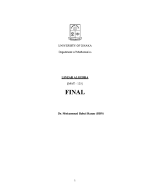 MAT 125 - Linear Algebra - Department of Mathematics and Physics Course ...