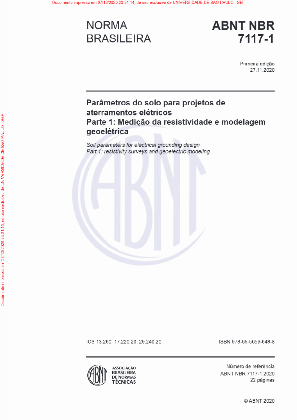 ABNT NBR 7117 - Para Eng Eletricistas - Sistemas Elétricos De Potência ...