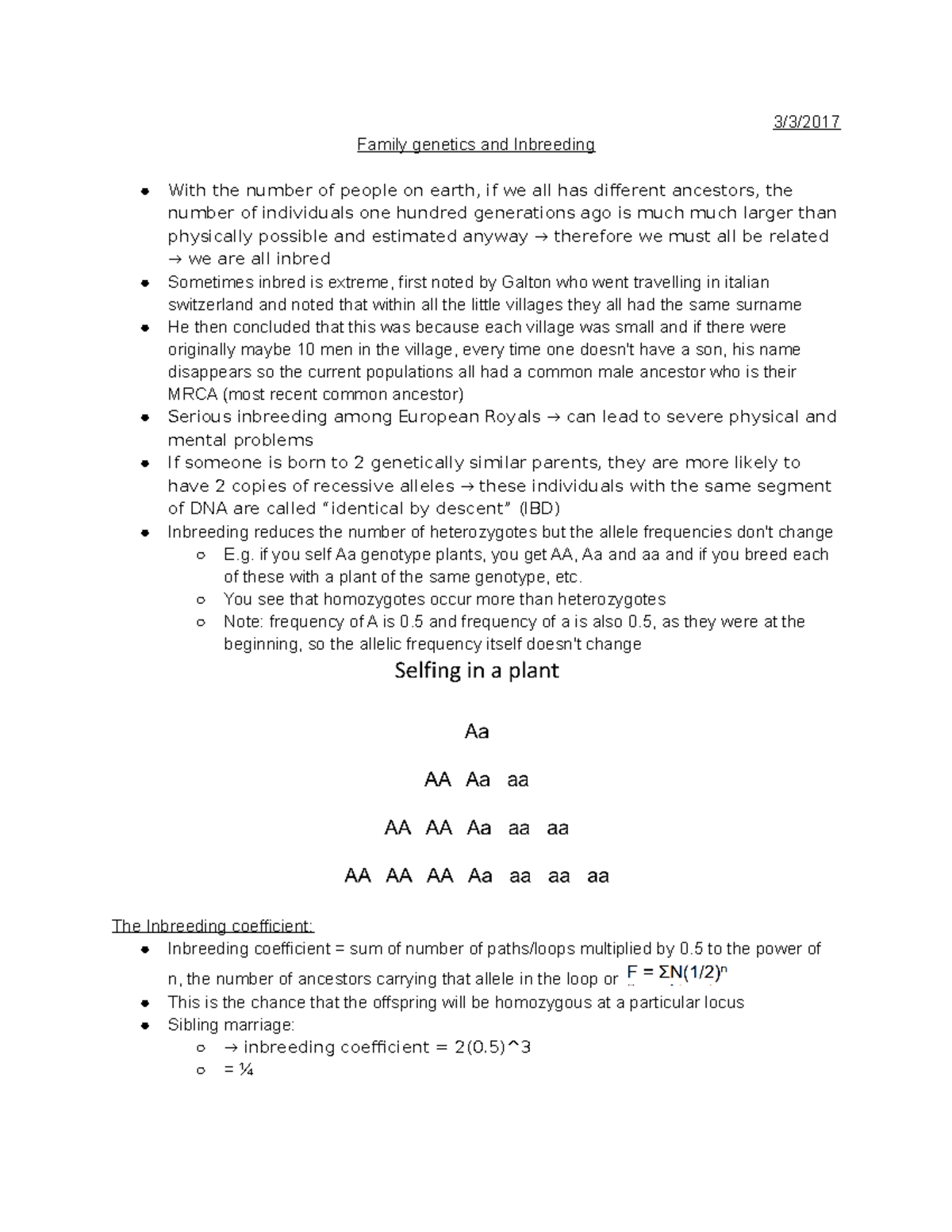 14. Family genetics and Inbreeding - 3/3/ Family genetics and ...