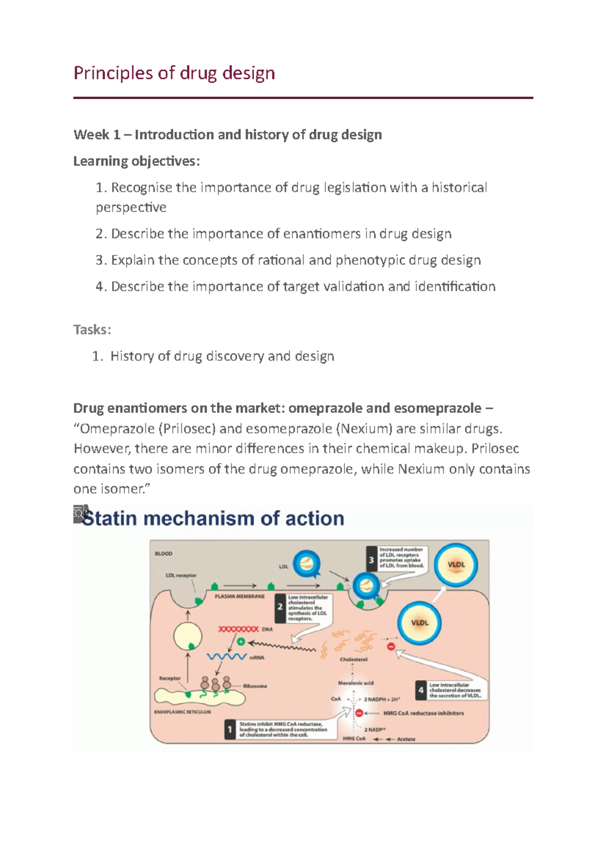 Principles of drug design notes up to week 8 Principles of drug design Week 1 Introduction