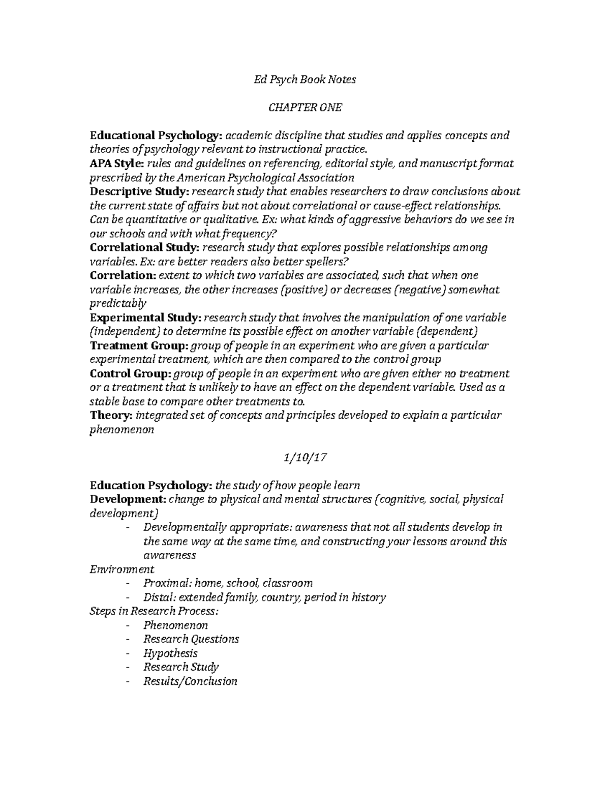 Educational Psychology Notes - Ed Psych Book Notes CHAPTER ONE ...