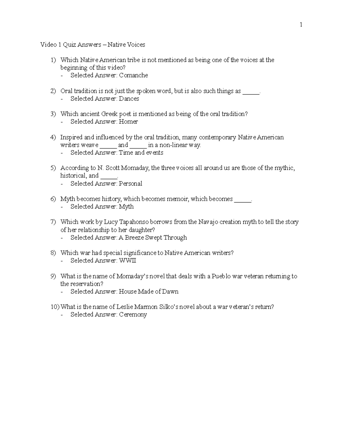 Video 1 Quiz Native Voices Video 1 Quiz Answers Native Voices