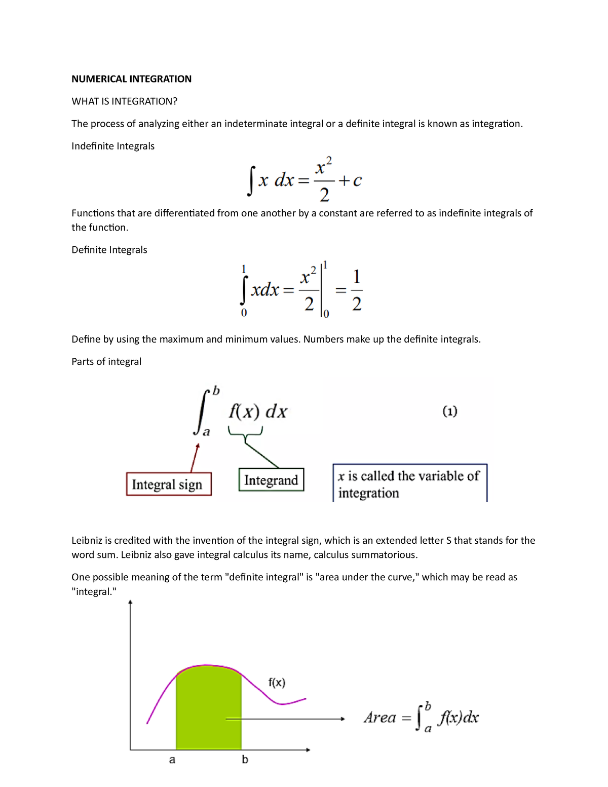 Numerical Integration - NUMERICAL INTEGRATION WHAT IS INTEGRATION? The ...