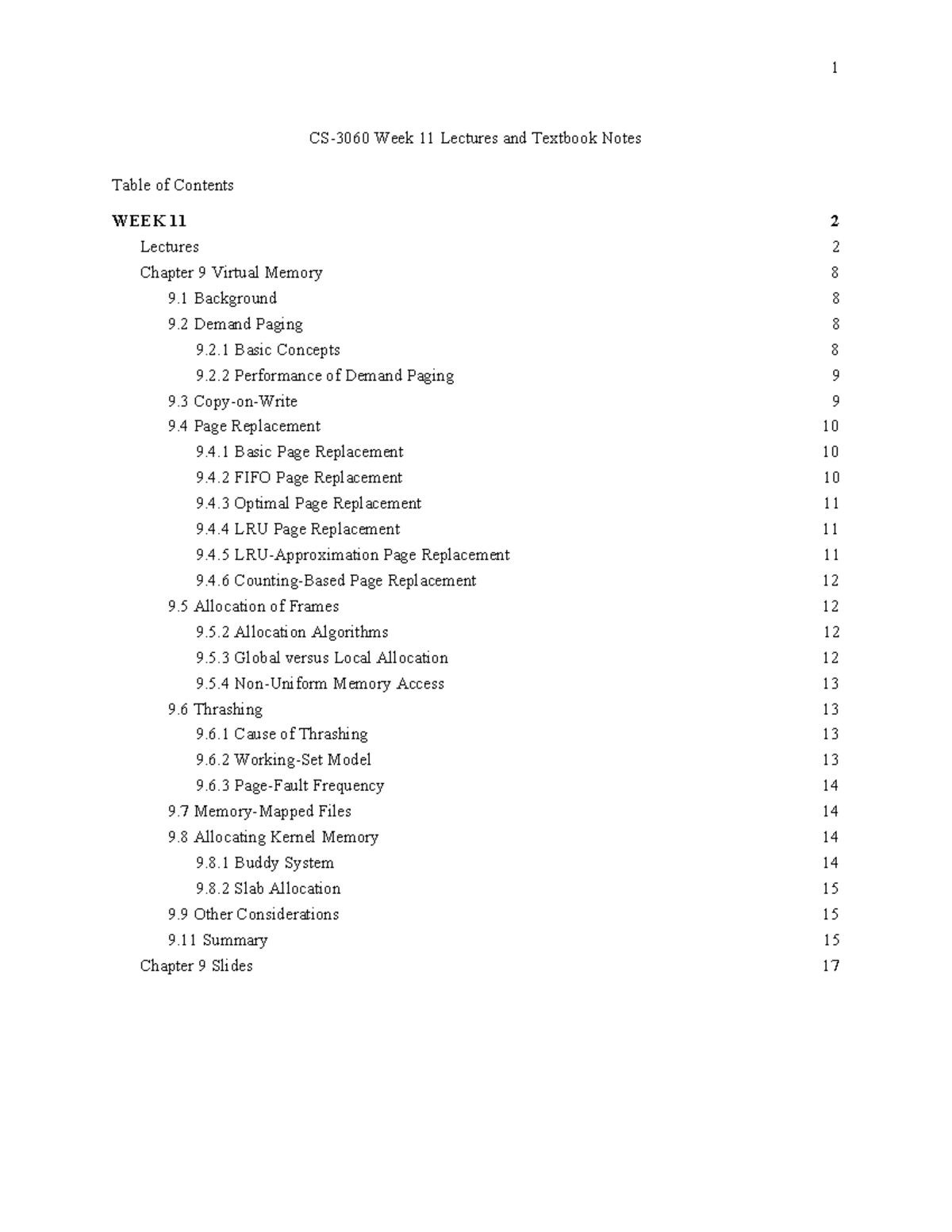 CS3060 Week11 Lectures&Textbook Notes - 1 Week 11 Lectures and Textbook ...