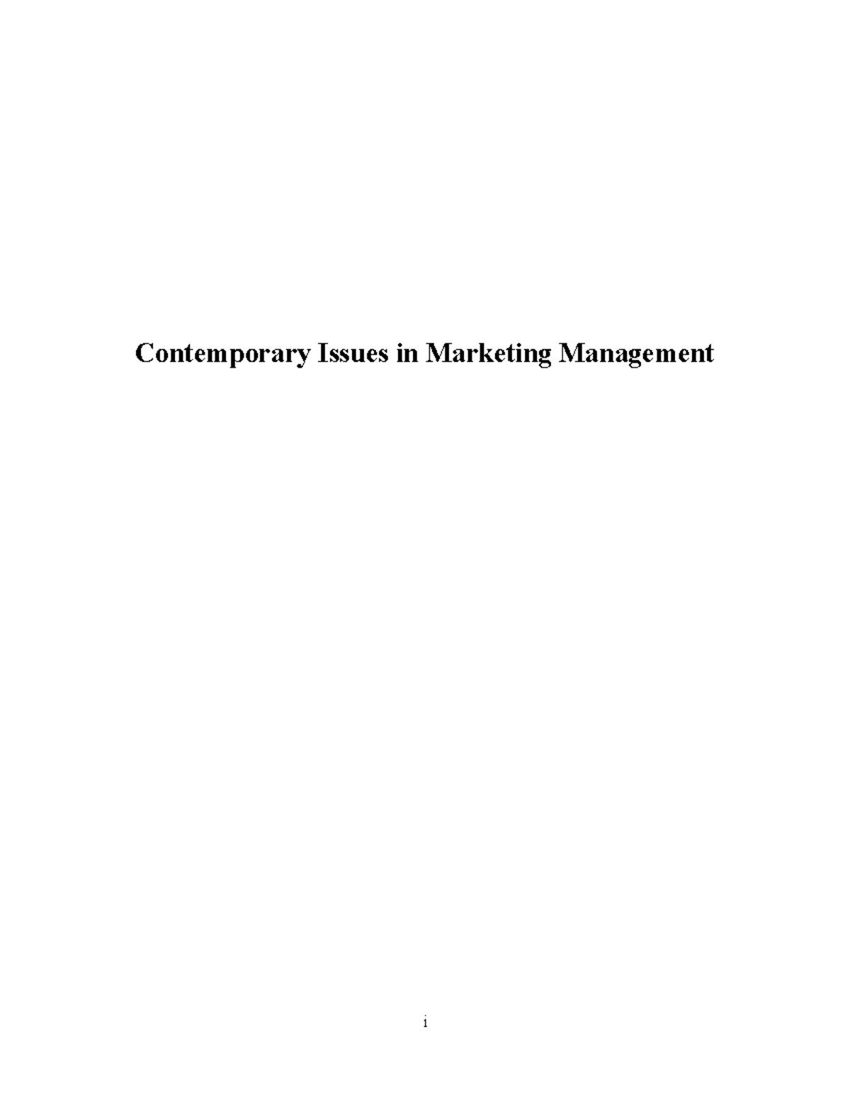 contemporary issues in marketing management assignment