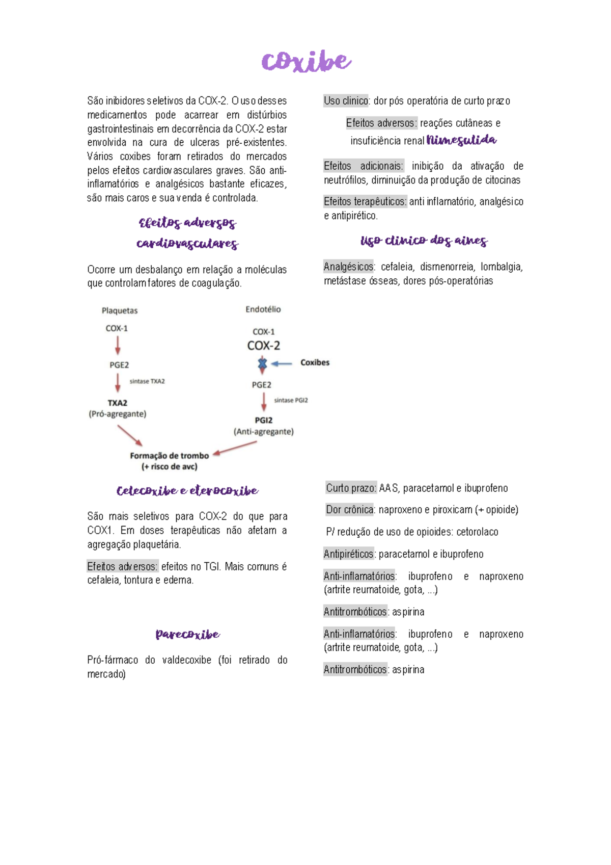 Coxibes farmacologia básica 1 coxibe São inibidores seletivos da COX2. O uso desses Studocu