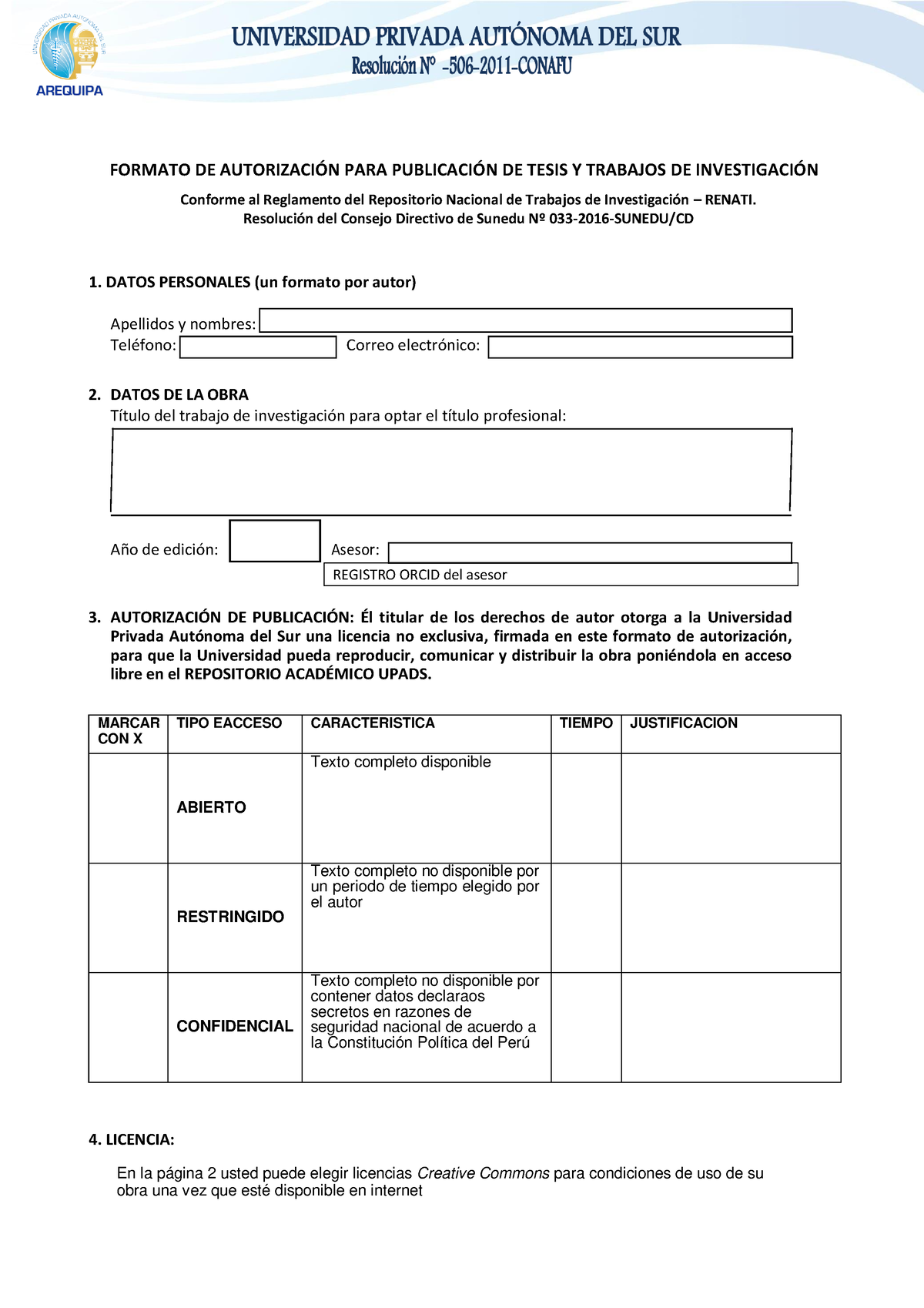 2020 Autorización DE Publicación - AÒo De EdiciÛn: Asesor: FORMATO DE ...