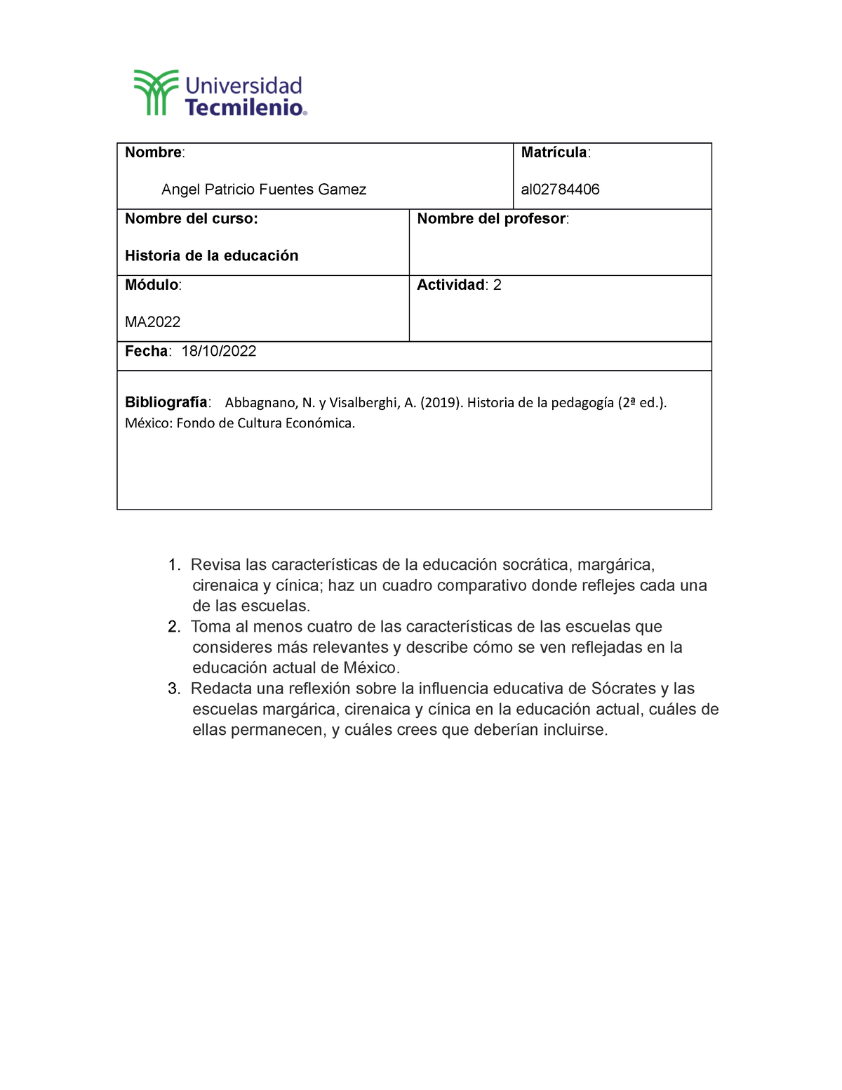 Ejercicio 2 HEC - hola - Nombre: Angel Patricio Fuentes Gamez Matrícula ...