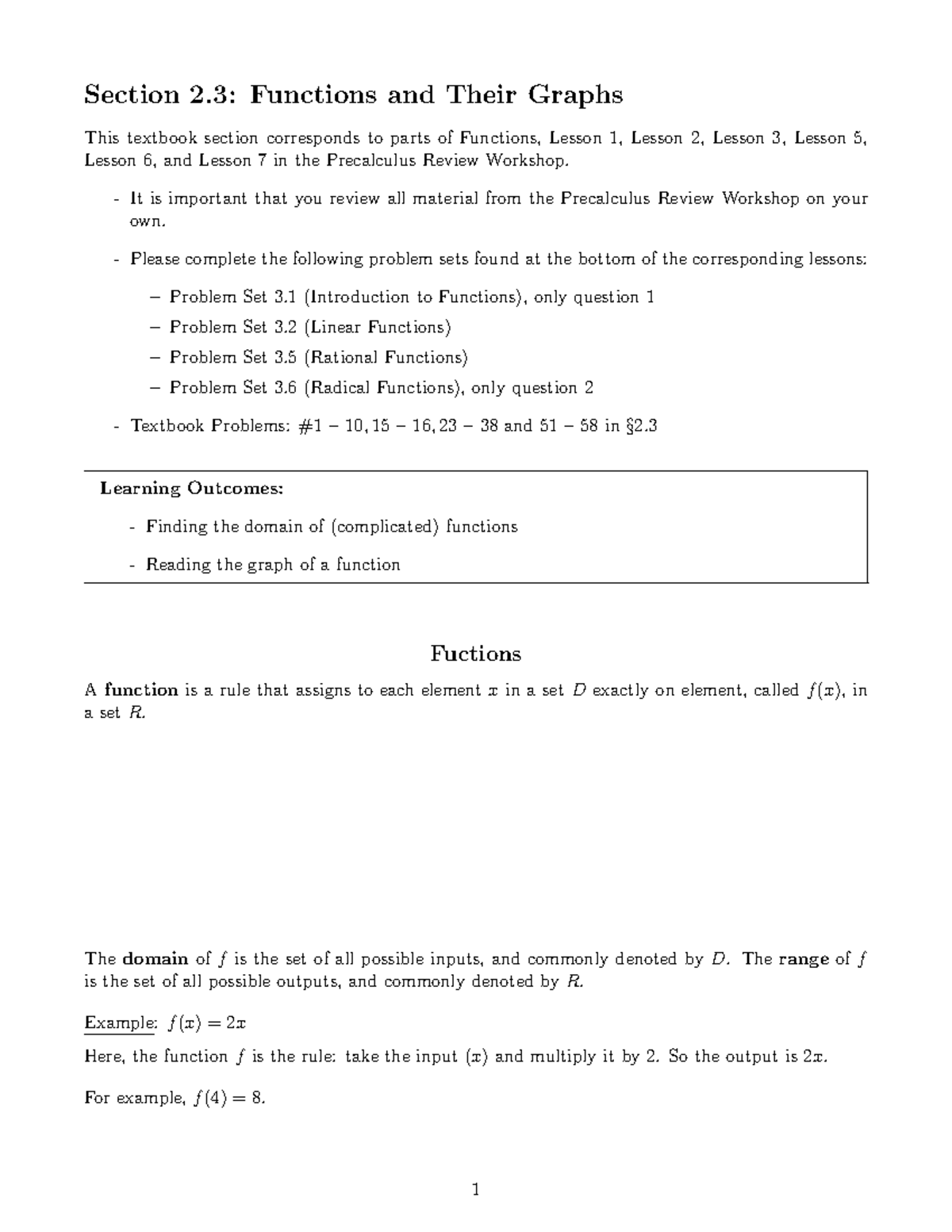 Skeleton Notes 2.3 - Section 2: Functions and Their Graphs This ...