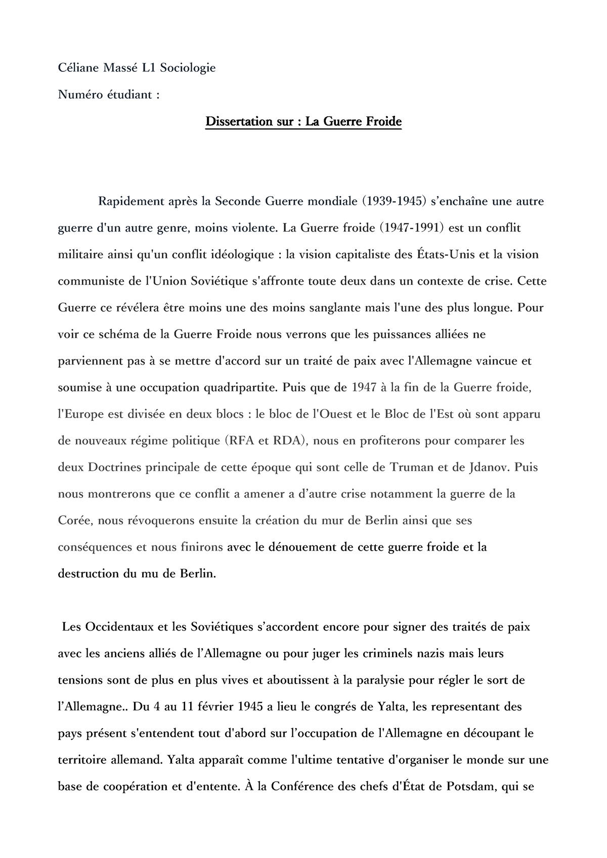 guerre froide introduction dissertation