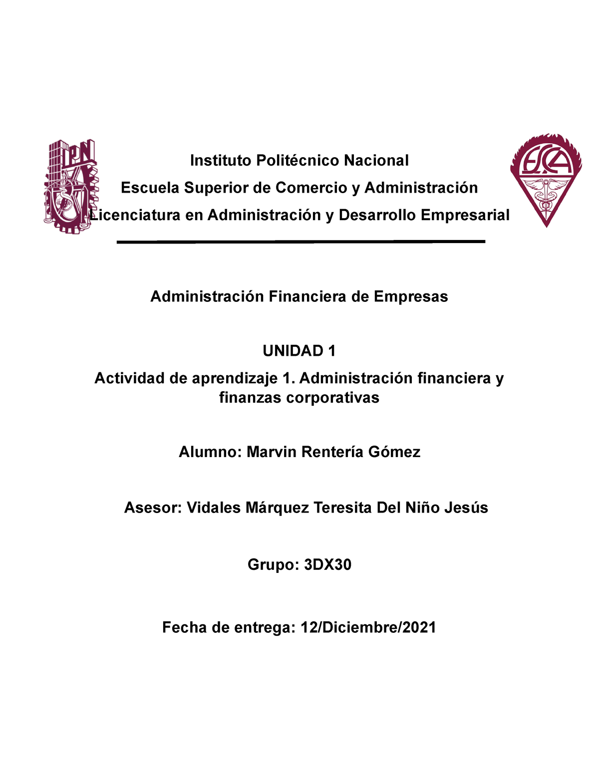 Actividad De Aprendizaje 1. Administración Financiera Y Finanzas ...