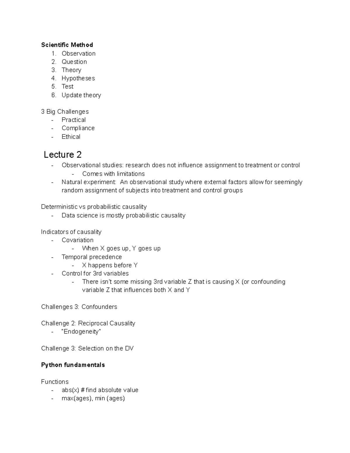 Data Science Lecture Notes - Scientific Method 1. Observation 2 ...