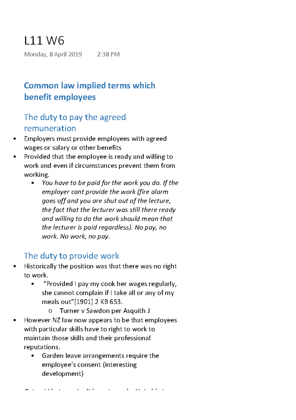 Common Law Implied Terms