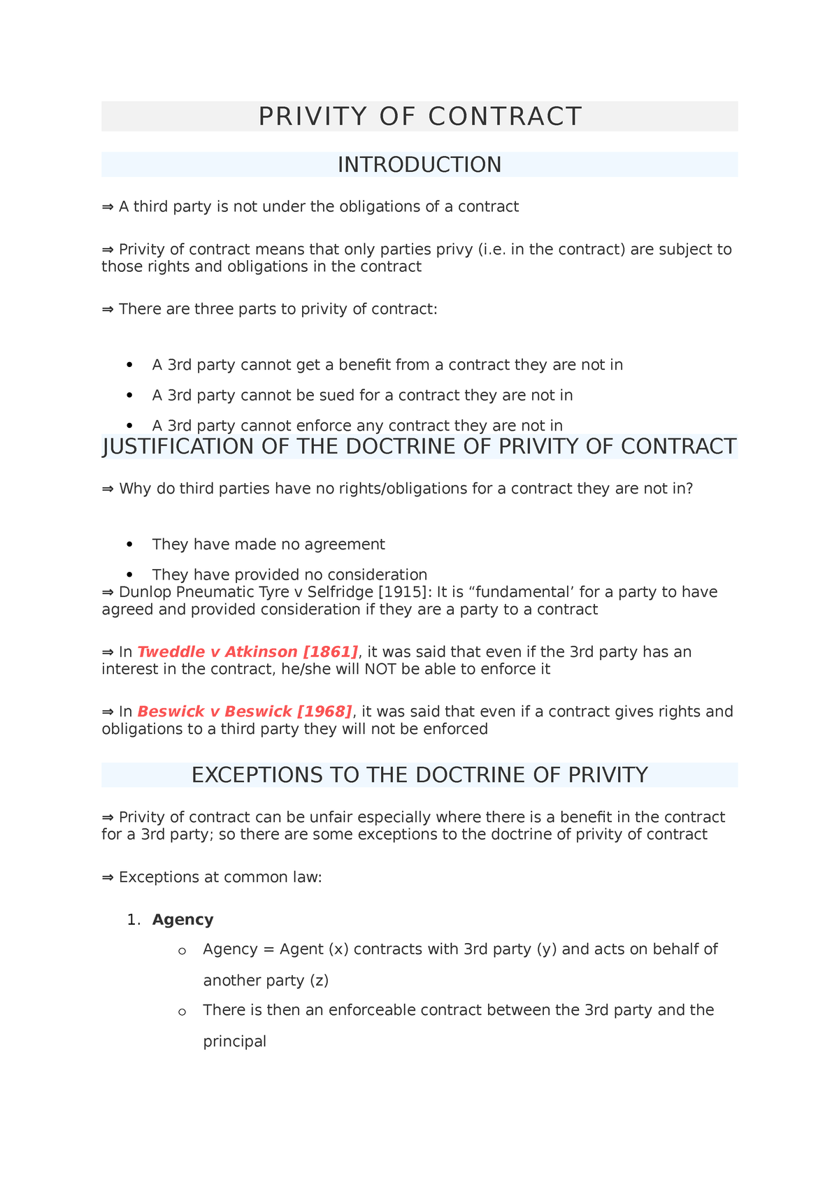 privity of contract assignment pdf