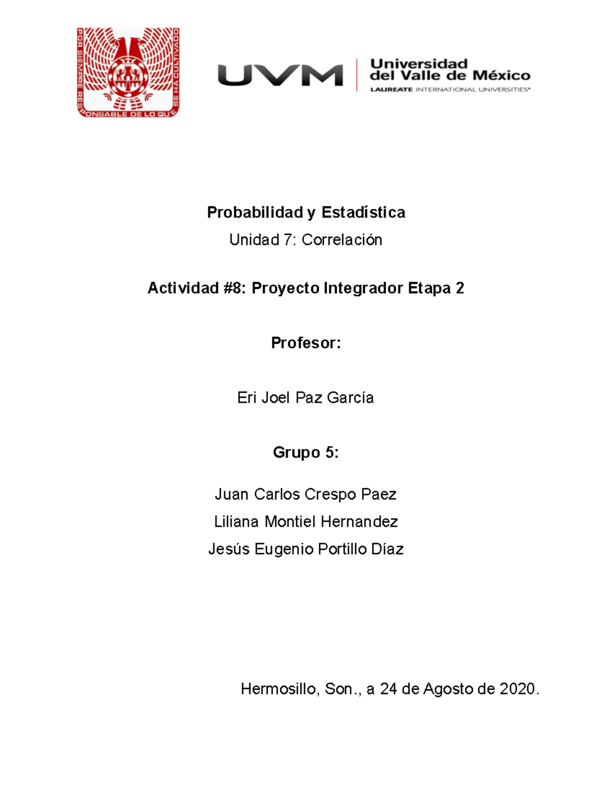 Act Proyecto Integrador Probabilidad Y Estad Stica Unidad