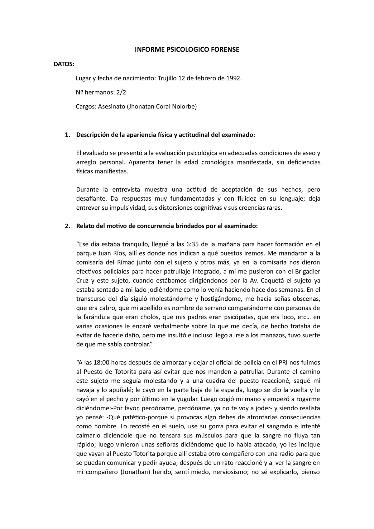 PARCIAL 9 Octubre 2020, Preguntas Y Respuestas - INFORME PSICOLOGICO ...