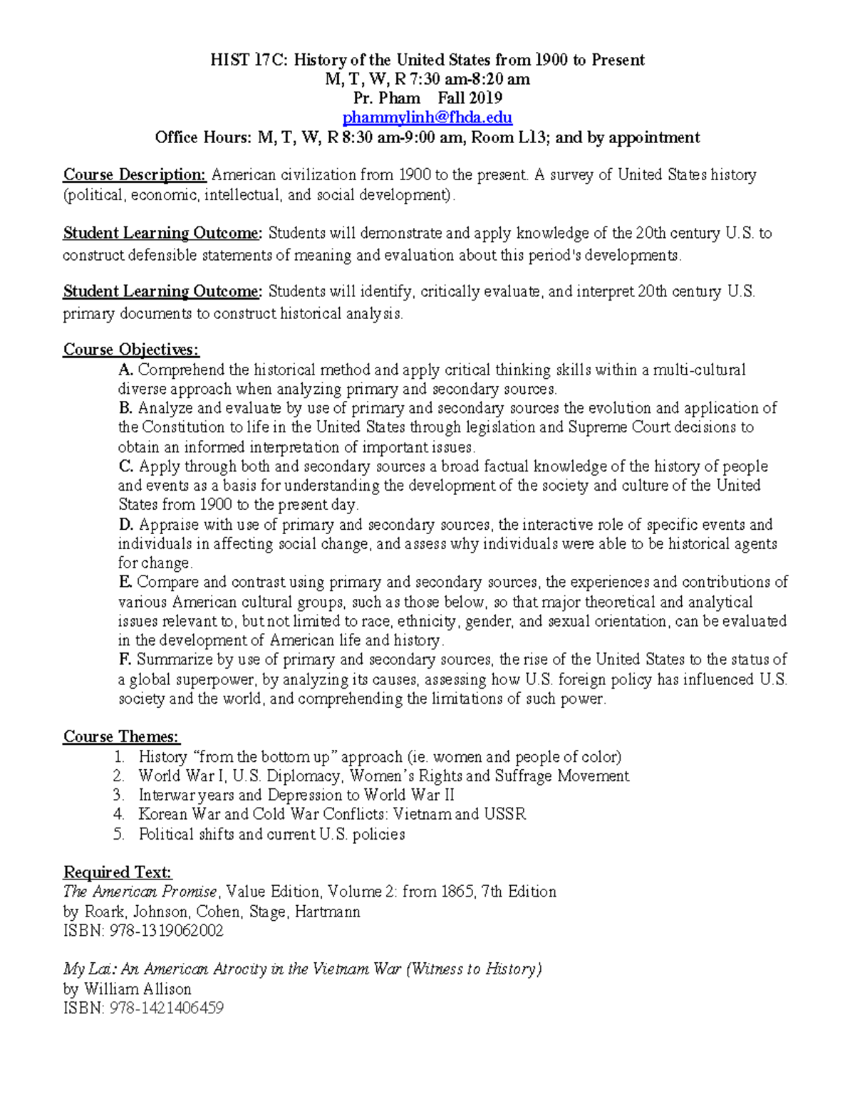 Hist.17C Mylinh Phan's Fall 2019 Syllabus - HIST 17C: History of the ...