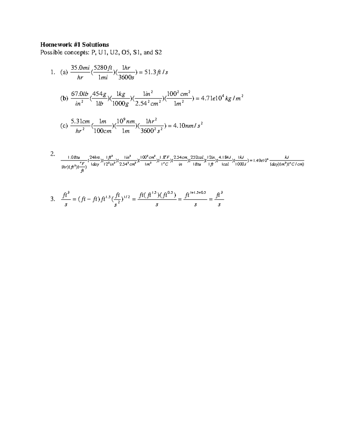 Homework 1 Solutions - Homework #1 Solutions Possible Concepts: P, U1 ...