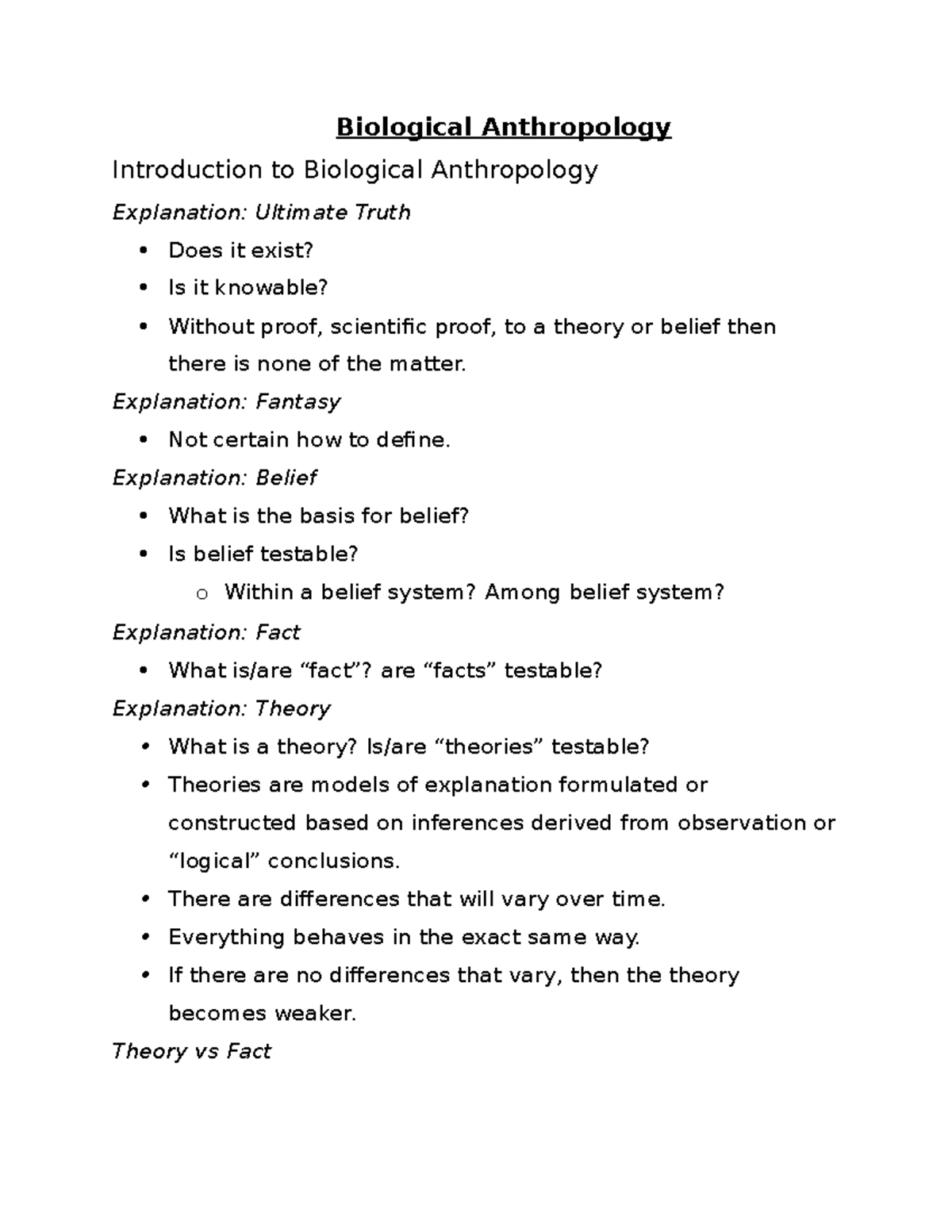 Introduction To Biological Anthropology Biological Anthropology Introduction To Biological